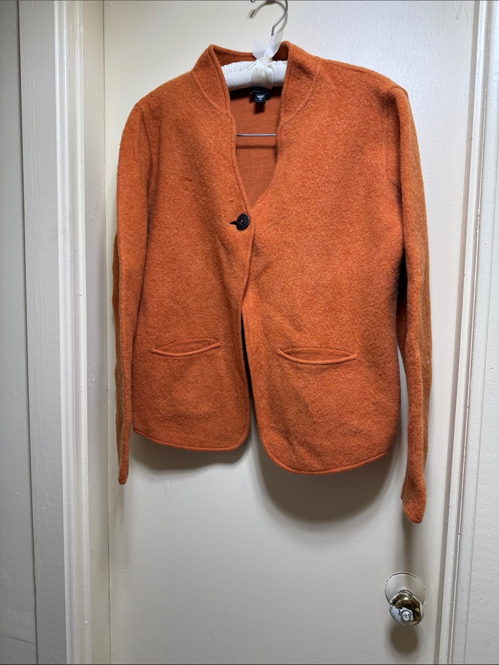 Eileen Fisher Burnt Orange Single-Button Wool-Blend Jacket